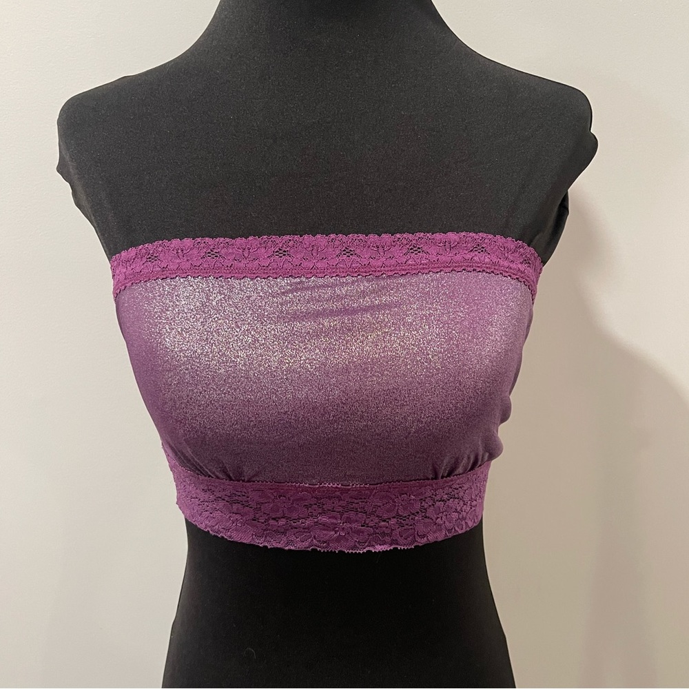Free People - Purple metallic & lace bandeau bra, tube top